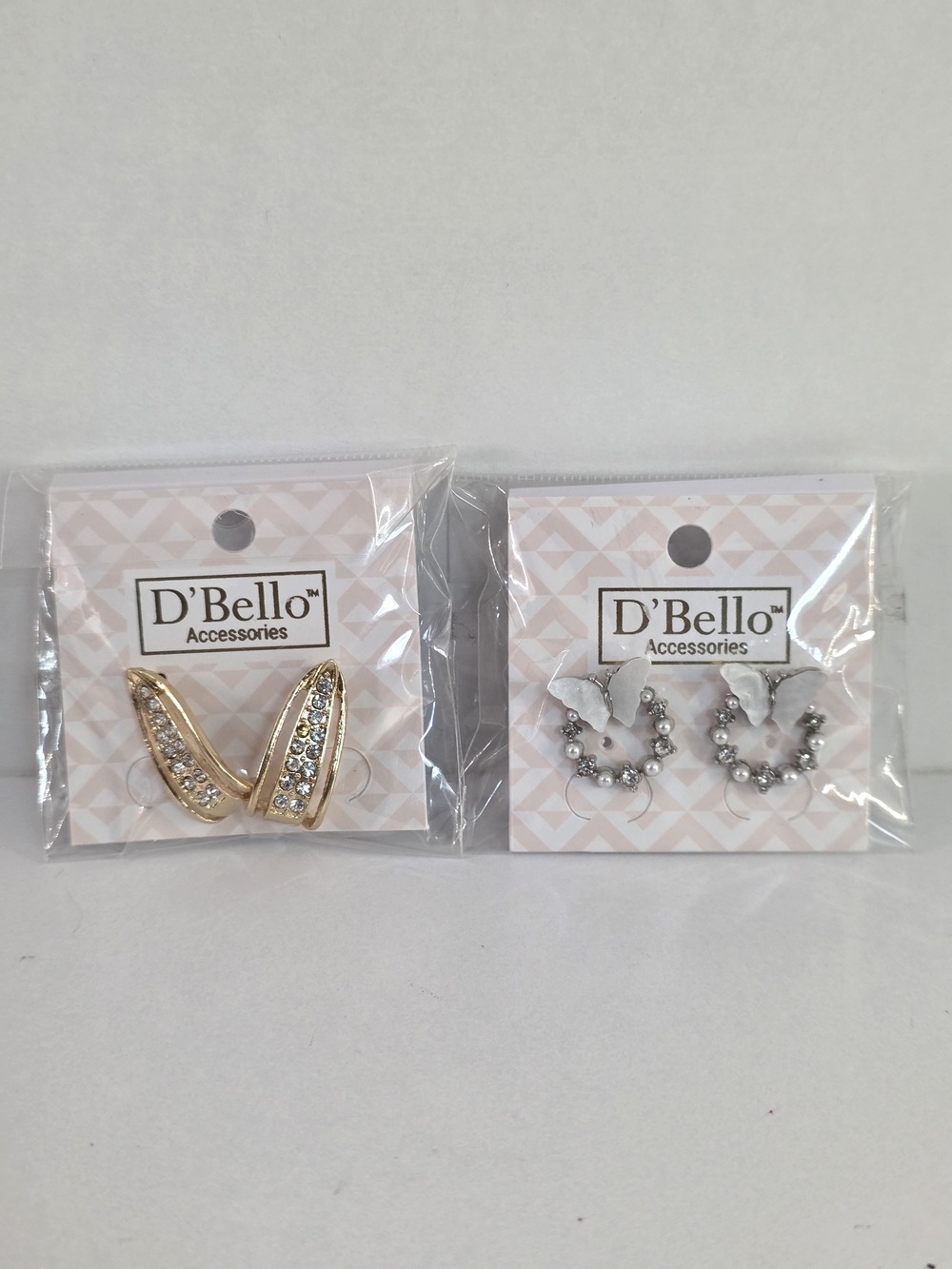 D'Bello Women's Gold and Silver Crystal Earrings Set